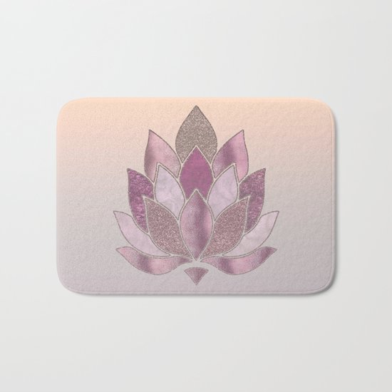 Elegant Glamorous Pink Pastel Lotus Flower Bath Mat