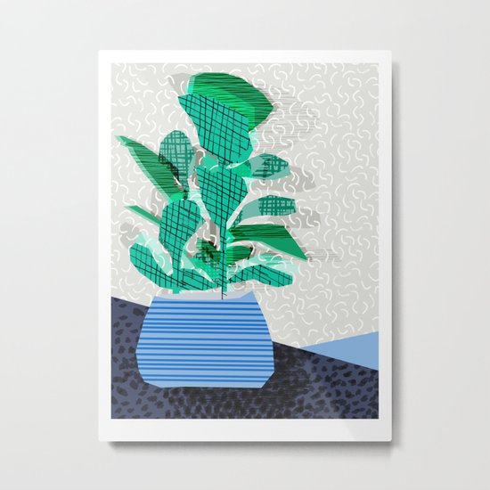 Ditz - house plant art neon pattern texture inky memphis style throwback 1980s 80s retro vintage Metal Print