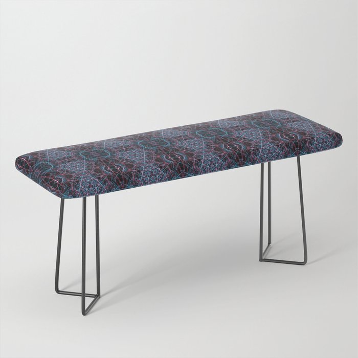 Liquid Light Series 61 ~ Blue & Red Abstract Fractal Pattern Bench