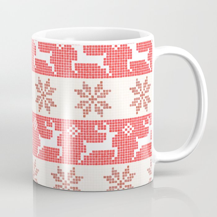 Watercolor Fair Isle in Red Coffee Mug