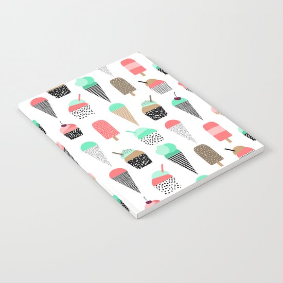 Ice Cream - Summer fresh modern minimal print pattern design gifts for college Notebook
