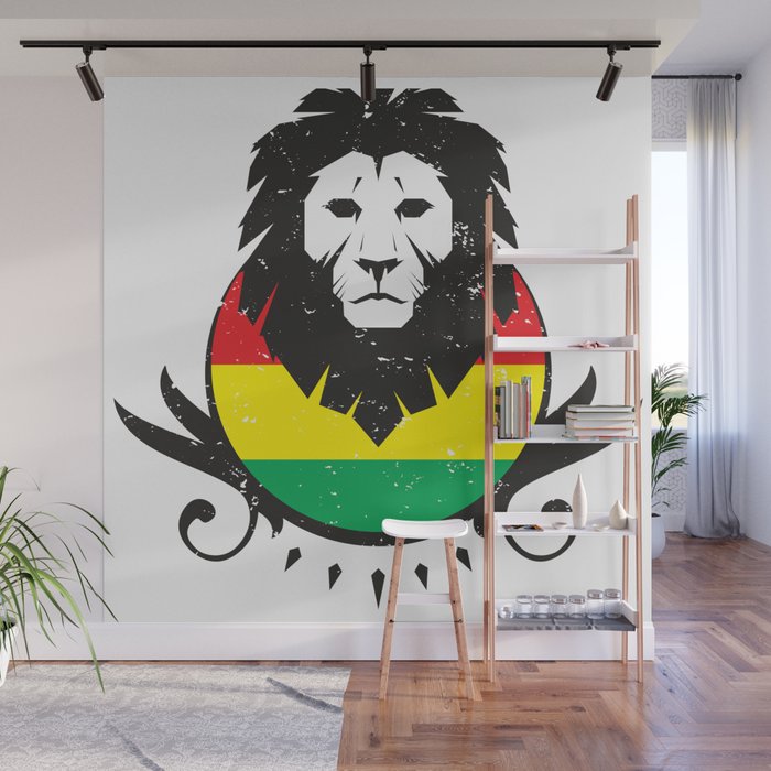 Rasta Lion Crest Wall Mural