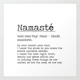 Namasté Definition  Art Print