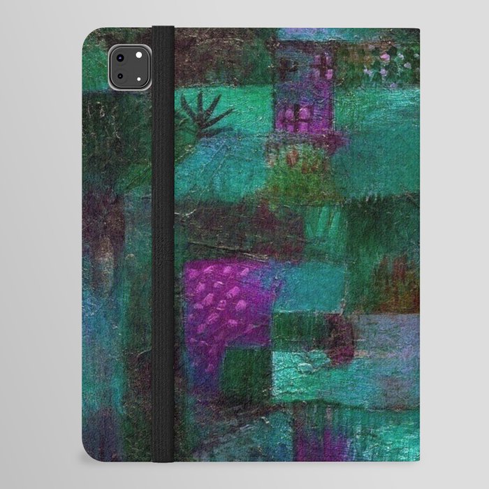 Terraced garden tropical floral  teal blue grotto abstract landscape painting by Paul Klee iPad Folio Case