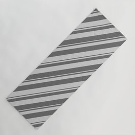 [ Thumbnail: Dim Gray & Light Gray Colored Lines Pattern Yoga Mat ]