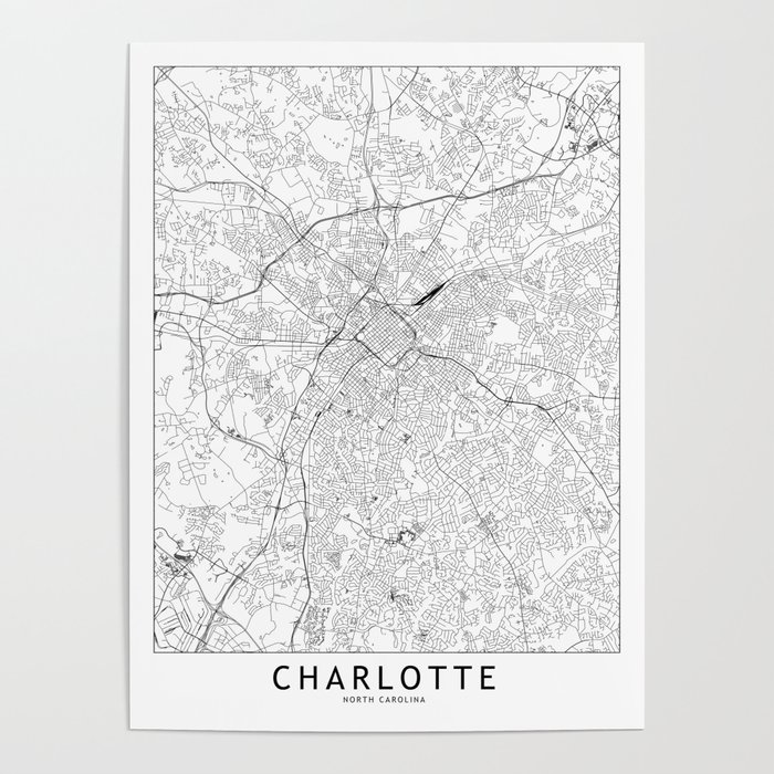 Charlotte White Map Poster