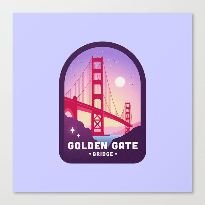 Golden Gate Bridge Badge in Periwinkle Canvas Print