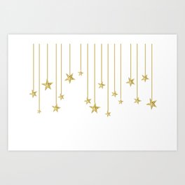 Golden hanging stars Art Print