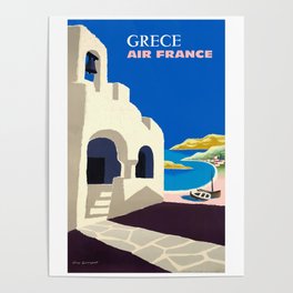 1959 Air France GRECE Greece Travel Poster Poster