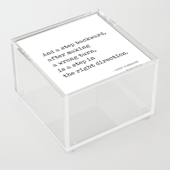 And a step backward - Kurt Vonnegut Quote - Literature - Typewriter Print Acrylic Box