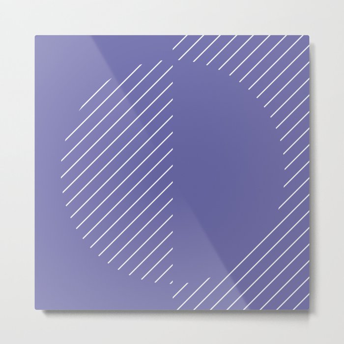 Stripes Circles Squares Mid-Century Checkerboard Purple Violet White Metal Print