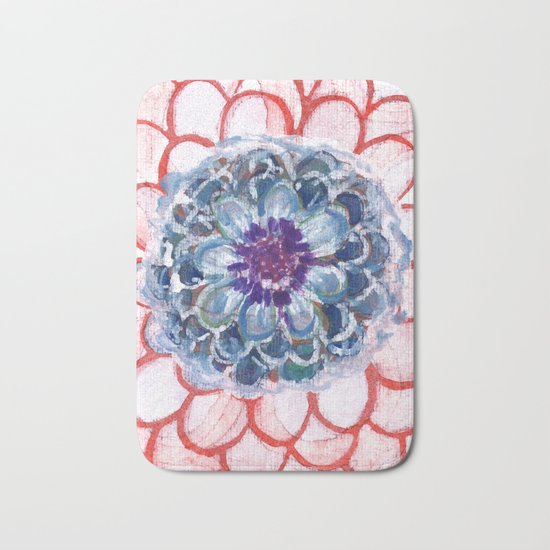 Centered Blue Blossom Bath Mat
