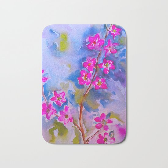 Watercolor Flowers Bath Mat