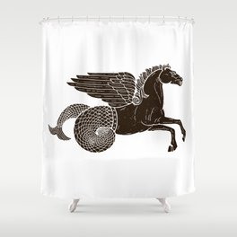 Hippocampus Sea Horse Myth Retro Vintage Rough Design Shower Curtain