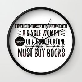 Jane Austen's Office Wall Clock | Graphicdesign, Digital, Black and White, Typography, Illustration, Funny 