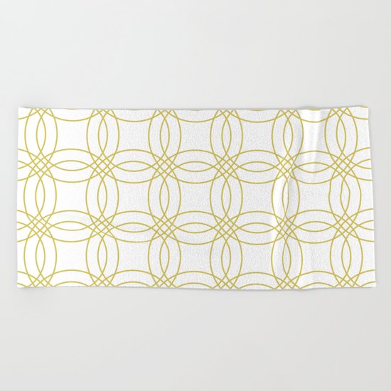 Simply Vintage Link Mod Yellow on White Beach Towel