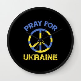 Pray For Ukraine Peace Sign Wall Clock