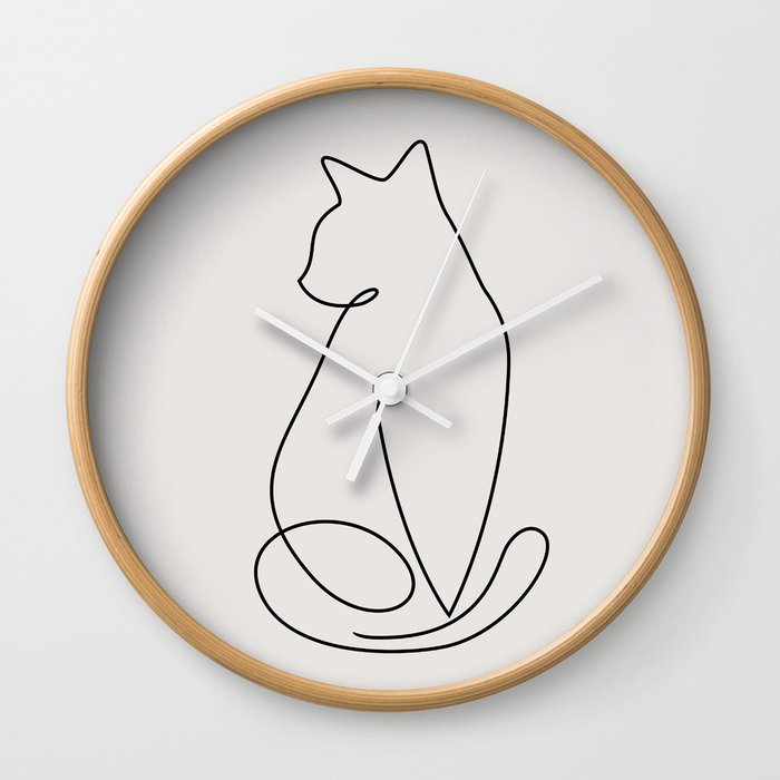 One Line Kitty Wall Clock