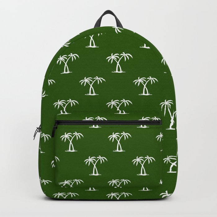 Green And White Palm Trees Pattern Backpack