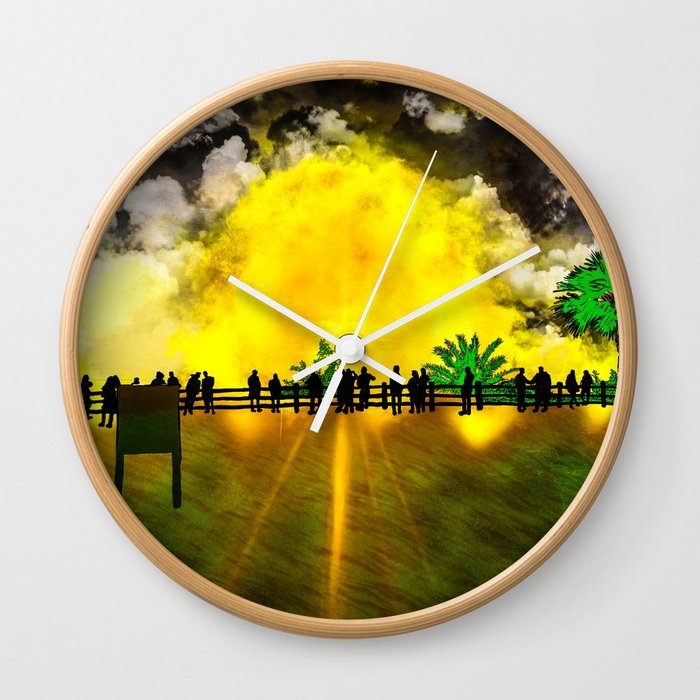 Sun Explosion, view from the coastline Wall Clock