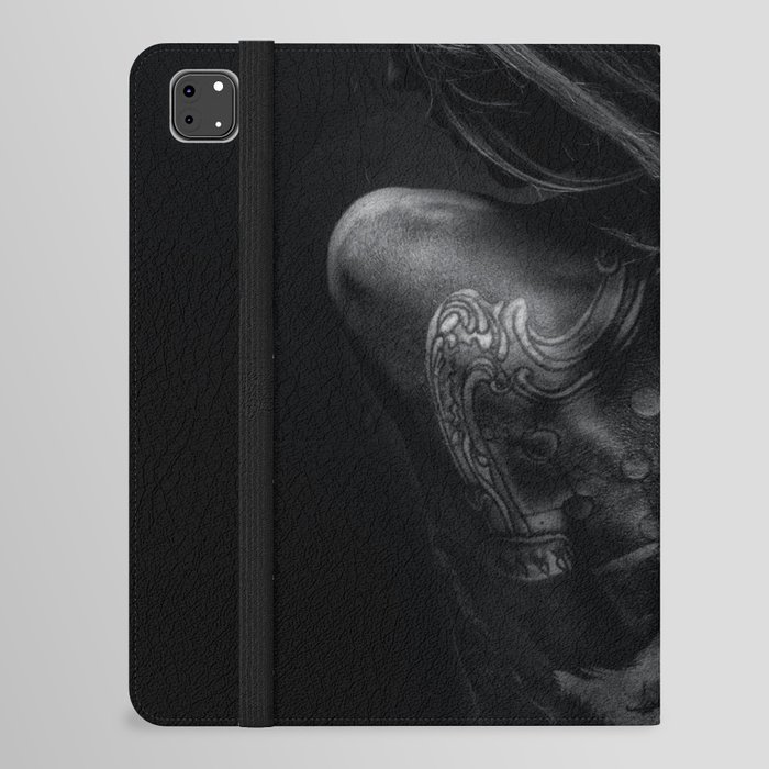 Female figurative form back tattoo art portrait black and white photograph / photography iPad Folio Case