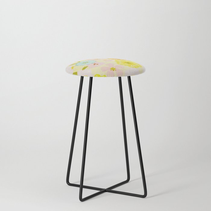 Abstract Pastel Matisse Summer Garden Counter Stool