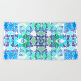 Colorful Tropical Abstract Zenspire Geometrical Pattern 3 Beach Towel