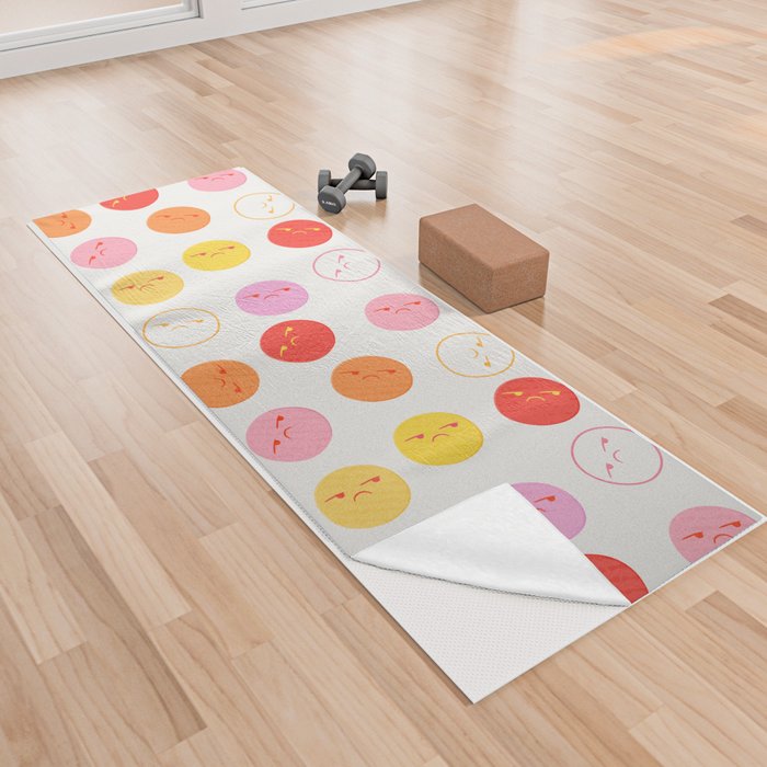 Grumpy Emoji Unamused Smiley Pattern Yoga Towel