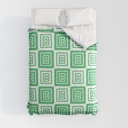 Mid Century Modern Geometric Checker 821 Green Comforter
