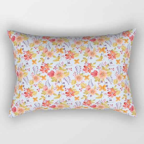 Flower Watercolor Pattern Rectangular Pillow