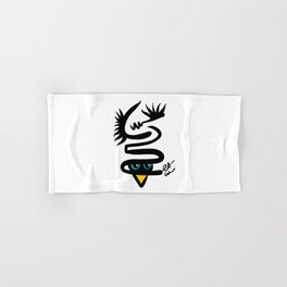 Abstract Snake Bird Minimal Style Line in Black and White and Color Hand & Bath Towel