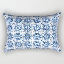 Vintage Navy Blue On White Quilt Mid-Century Modern Pattern Rectangular Pillow