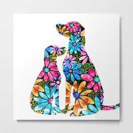 Cute Flower Dog Art Unconditional Love Metal Print