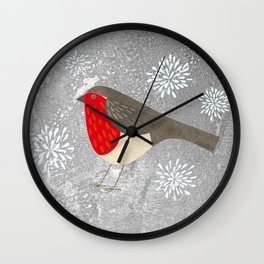 Robin and Snowflakes Wall Clock