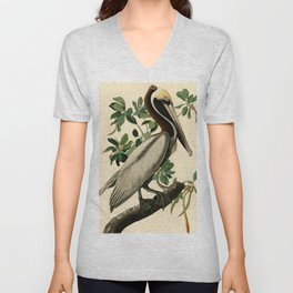 Brown Pelican (Pelecanus occidentalis) Scientific Illustration V Neck T Shirt