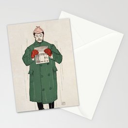 Man Reading Book Stationery Card