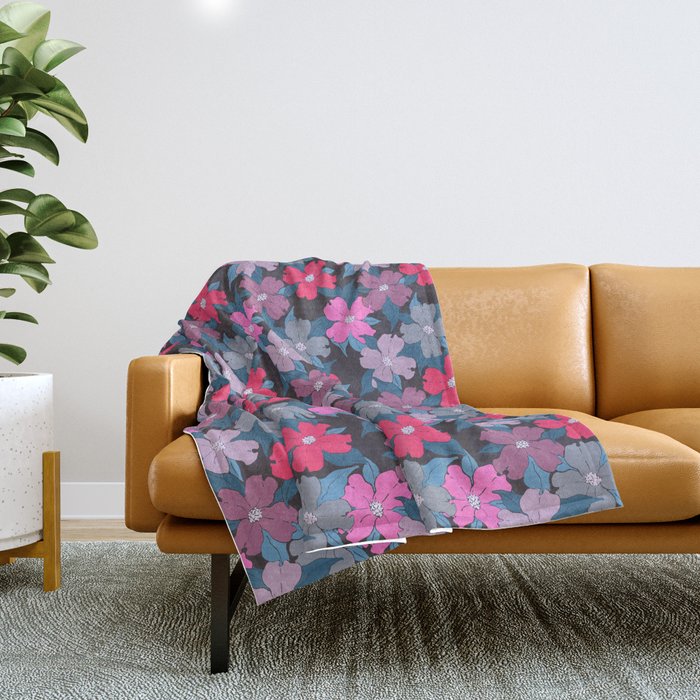 pink and gray flowering dogwood symbolize rebirth and hope Throw Blanket