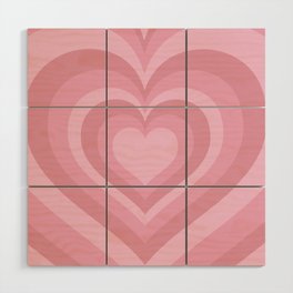 Retro Pink Concentric Hearts 90s Y2k Wood Wall Art