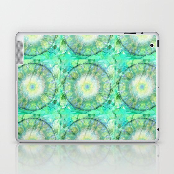 Peace Within - Green Blue Yellow And Gray Circle Art Laptop & iPad Skin