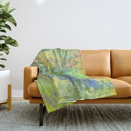 Soft Green Distorted Surreal Artwork Throw Blanket
