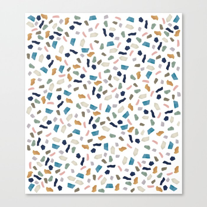 Terrazo Texture - Blue and Earth tones Canvas Print