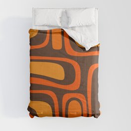 Palm Springs Retro Mid-Century Modern Abstract Pattern in 70s Brown and Orange Comforter