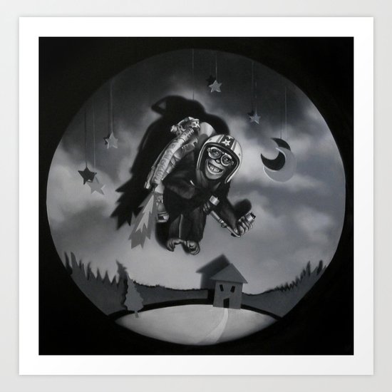 Monkey See Monkey Flew Art Print