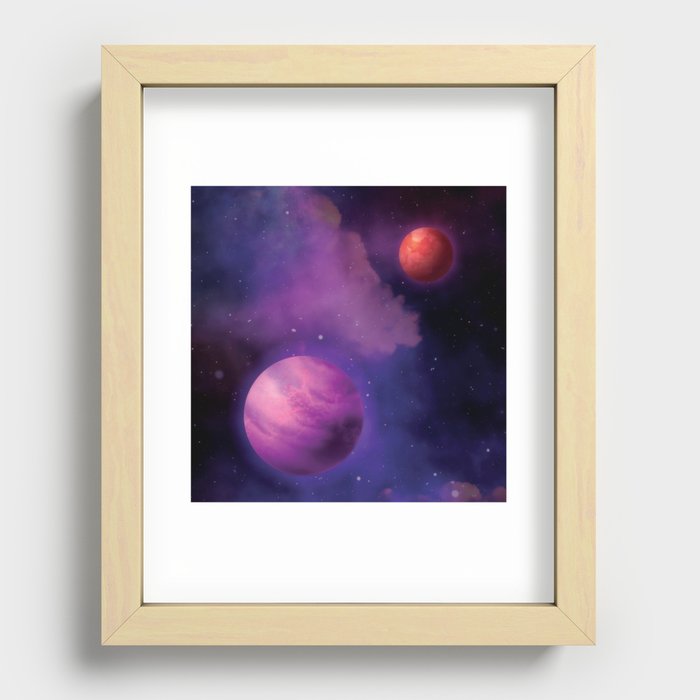 Cool Purple Outer Space Print Planet Lover Pattern Recessed Framed Print