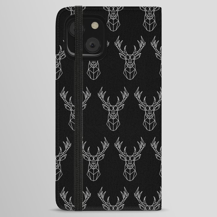 Deer Line Minimalist - Reindeer Geometric Animal Pattern iPhone Wallet Case