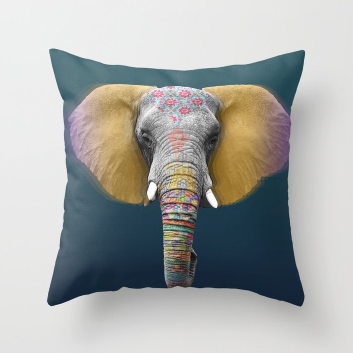 elephant ears dark teal Throw Pillow by MacKenzie Moore Society6