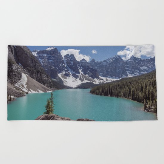 Lake Moraine Top View Beach Towel