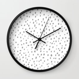 Speckle Polka Dot Dalmatian Pattern (gray/white) Wall Clock