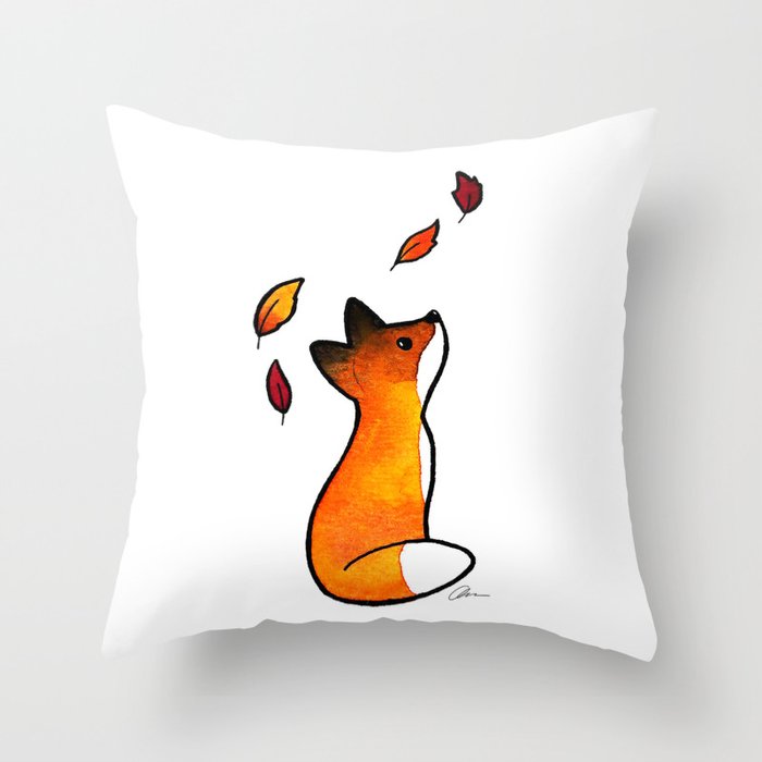 The Fox in The Leaves Throw Pillow