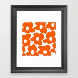 Orange Retro Flowers White Background #decor #society6 #buyart Framed Art Print
